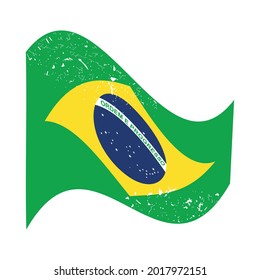 Brazilian Flag waving on white background