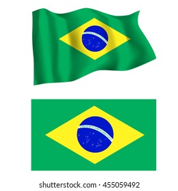 Brazilian flag waving in the wind