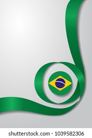 Brazilian flag wavy abstract background. Vector illustration.