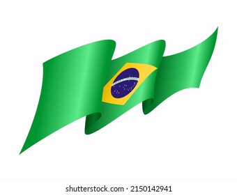 Brazilian flag wavy abstract background. Vector illustration.