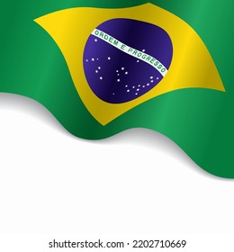 Brazilian flag wavy abstract background. Vector illustration.