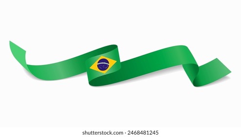 Brazilian flag wavy abstract background. Vector illustration.