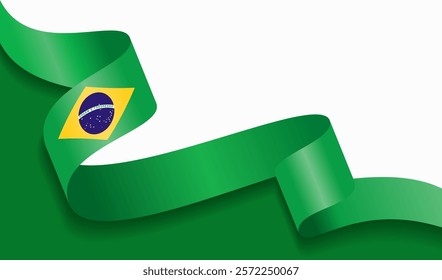 Brazilian flag wavy abstract background. Vector illustration.