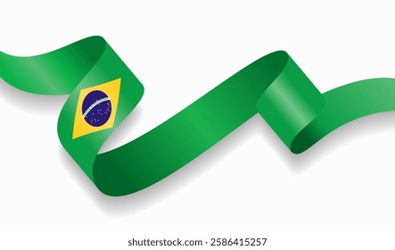 Brazilian flag wavy abstract background. Vector illustration.