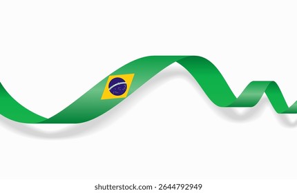 Diseño de fondo abstracto ondulado de la bandera brasileña. Ilustración vectorial.