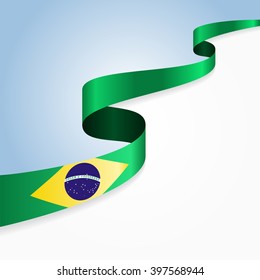 Brazilian flag wavy abstract background. Vector illustration.