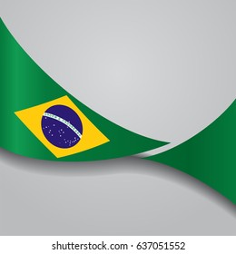 Brazilian flag wavy abstract background. Vector illustration.