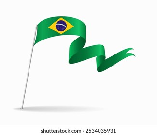 Brasilianische Flagge welliges Hintergrund-Layout. Vektorgrafik.