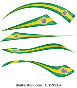 Brazilian flags set on white background