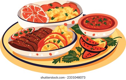 Brazilian food cuisine vector illustration