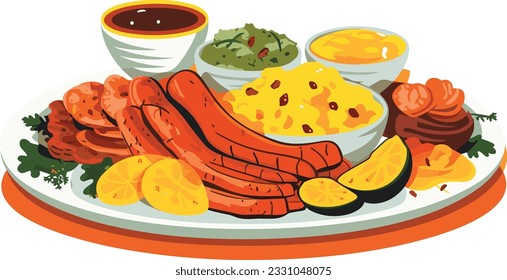 Brazilian food cuisine vector illustration