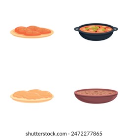 Brazilian food icons set cartoon vector. Fresh traditional brazilian dish. Food concept