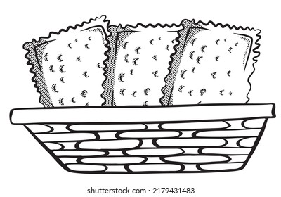 Brazilian food pastry. Typical dish from the street fair of Brazil. Linear vector illustration isolated on white background.