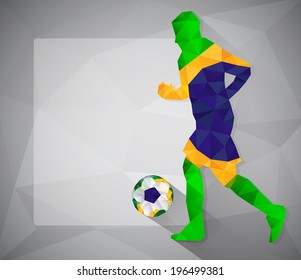 Brazilian football player with ball in triangles. Vector illustration