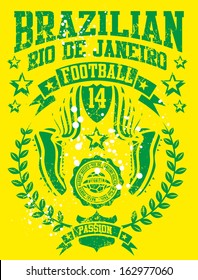 brazilian football retro style vector art