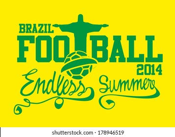 brazilian football retro style vector art