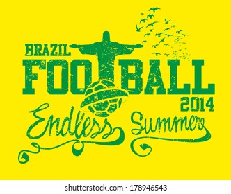 brazilian football retro style vector art