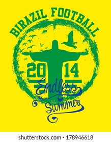 brazilian football retro style vector art