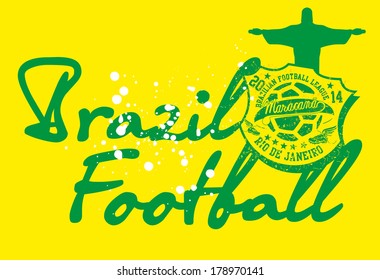 brazilian football retro style vector art