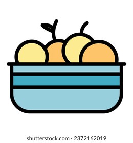 Brazilian fruit icon outline vector. Dish baked. Meat bahia color flat