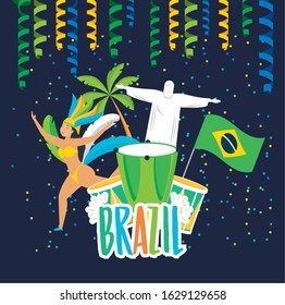 brazilian garota dancing carnival character vector illustration design