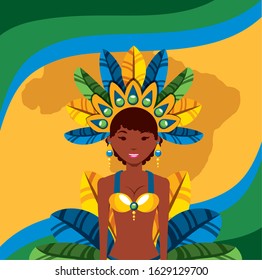 brazilian garota dancing carnival character vector illustration design