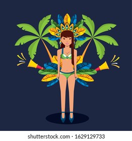 brazilian garota dancing carnival character vector illustration design