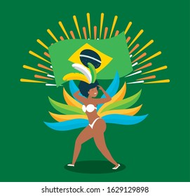 brazilian garota dancing carnival character vector illustration design