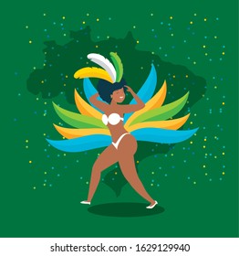 brazilian garota dancing carnival character vector illustration design