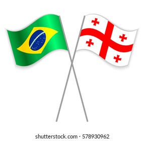 Brazilian and Georgian crossed flags. Brazil combined with Georgia isolated on white. Language learning, international business or travel concept.