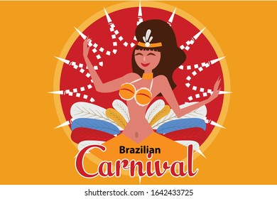 Brazilian Girl Dancing On Carnival Illustration