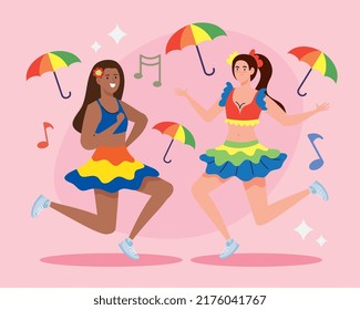 brazilian girls couple with umbrellas