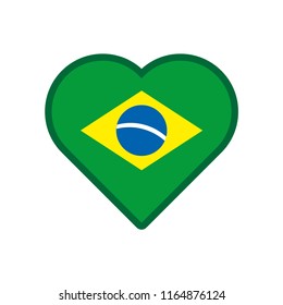 Brazilian heart vector, love icon with the flag of brazil