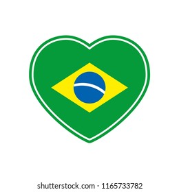Brazilian heart vector, love icon with the flag of brazil