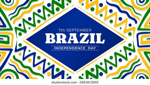 Brazilian Independence day, 7th September celebration template with with symmetrical abstract geometric shape design