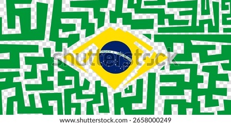Brazilian Independence Day. background with simple maze design in brazilian flag. brazil background in transparent design