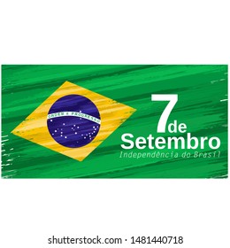 Brazilian independence day holiday celebrate card with paint brush strokes. 7de Setembro Independencia do Brasil - September 7 Independence of Brazil in portuguese.