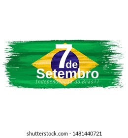 Brazilian independence day holiday celebrate card with paint brush strokes. 7de Setembro Independencia do Brasil - September 7 Independence of Brazil in portuguese.