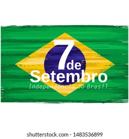 Brazilian independence day holiday celebrate card with paint brush strokes. 7de Setembro Independencia do Brasil - September 7 Independence of Brazil in portuguese.