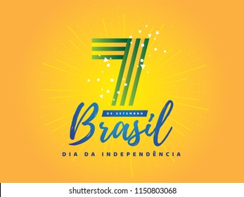 Brazilian Independence Day Logo saying "September 7th Brazil Independence Day". National Holiday in Brazil. Celebration vector illustration.