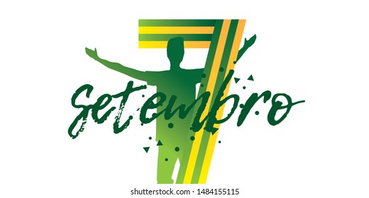 Brazilian Independence Day Logo saying "September 7th". National Holiday in Brazil. Celebration vector illustration.
