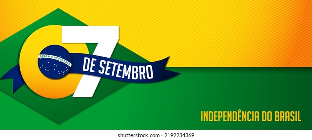 Brazilian Independence Day Logo saying "September 7th Brazil Independence Day". National Holiday in Brazil. Celebration vector illustration.