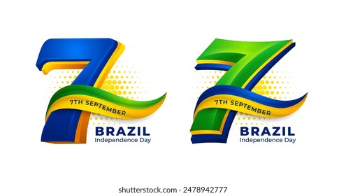 Brazilian Independence day sign or logo with blue, green and yellow color design 