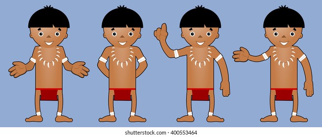 Brazilian Indian Vector Cartoon Poses
