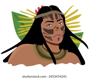 Brasilianisches indigenes Volk, Vektorillustration einer Repräsentation der Kultur des ursprünglichen Volkes von Brasilien.