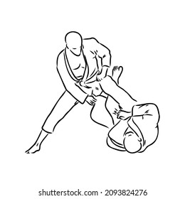 Técnica brasileña Jiu Jitsu en ilustración vectorial