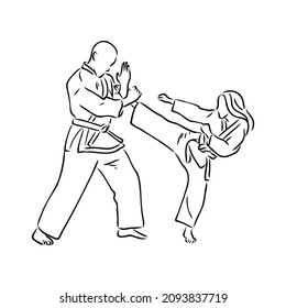 Brazilian Jiu Jitsu Technique in Vector Illustration