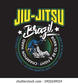 Brasileño Jiu Jitsu.Diseño plantilla Ilustración vectorial.