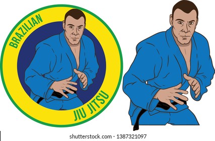 Brazilian jiujitsu Athlete mascot pose