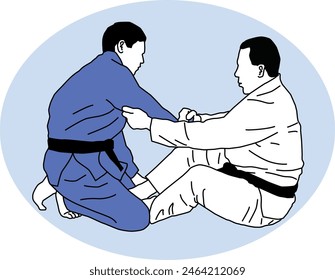 Brazilian jiu-jitsu butterfly guard 2 on 1 martial arts grappling icon